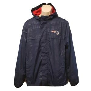 NFL New England Patriots Hooded‎ Windbreaker Jacket Blue Camo Men's M $75